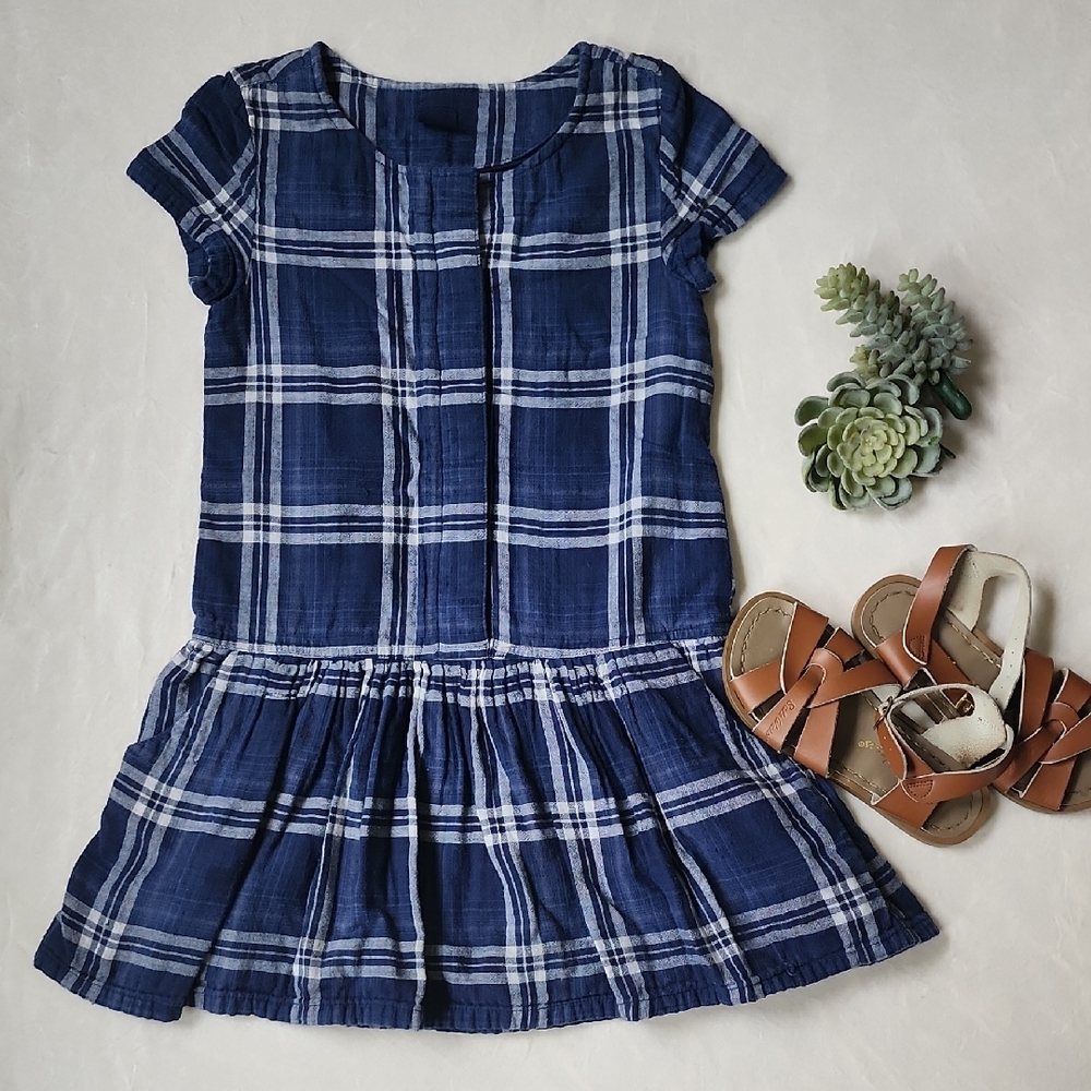 GAP Blue Casual Sundress with Cuffed Sleeves